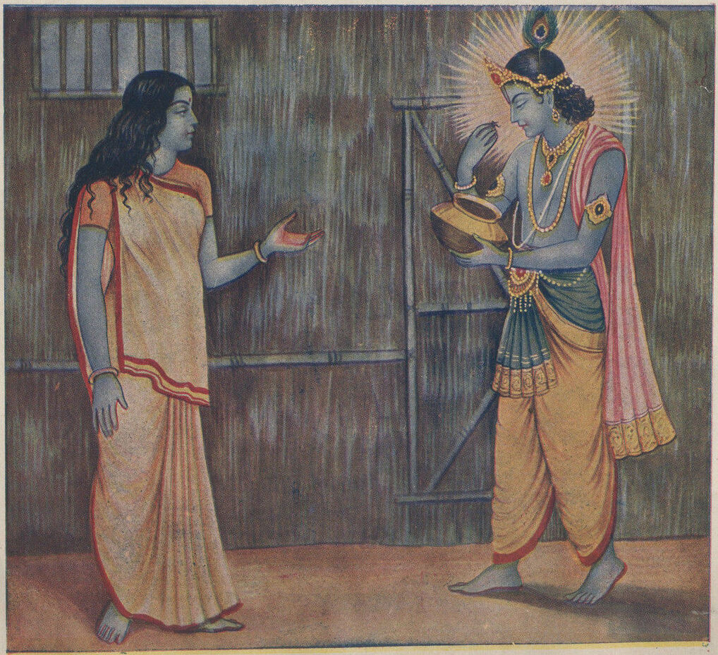মহাভারতে দ্রৌপদীর অক্ষয়পাত্র থেকে কৃষ্ণের চাল ডালের কণা ভক্ষণ