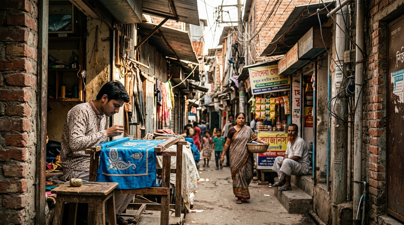 মোহাম্মদপুর জেনেভা ক্যাম্পের ঘিঞ্জি গলি ও জরির কারিগরদের জীবন